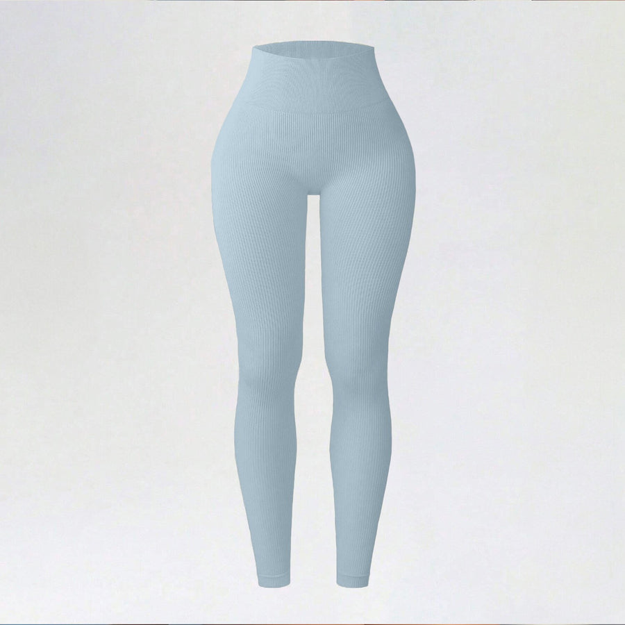 Ribbed Seamless Yoga Pants for Autumn and Winter - High-waisted Leggings