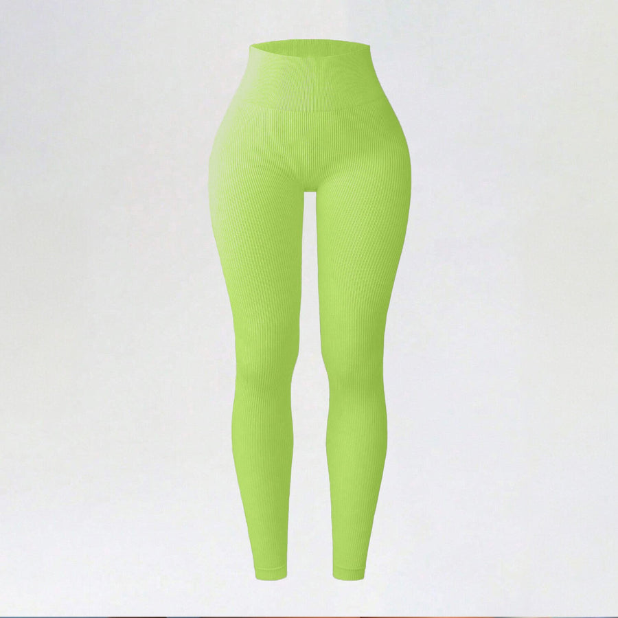 Ribbed Seamless High-Waisted Yoga Leggings for Autumn