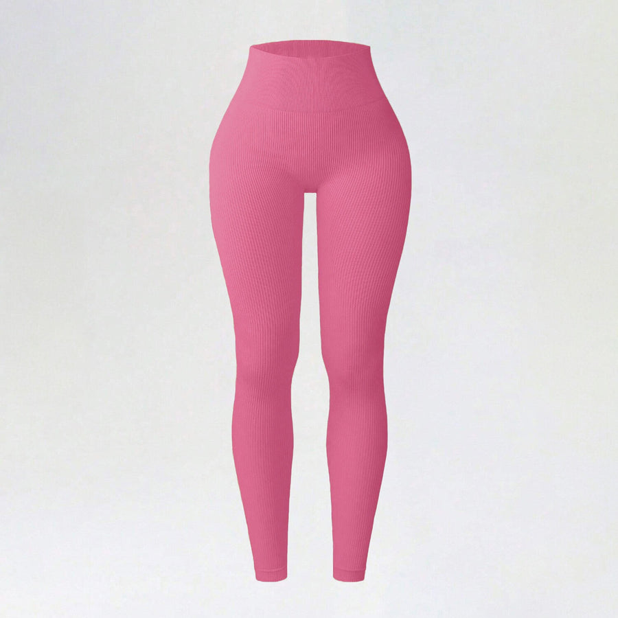 Ribbed Seamless High-Waisted Yoga Leggings for Autumn