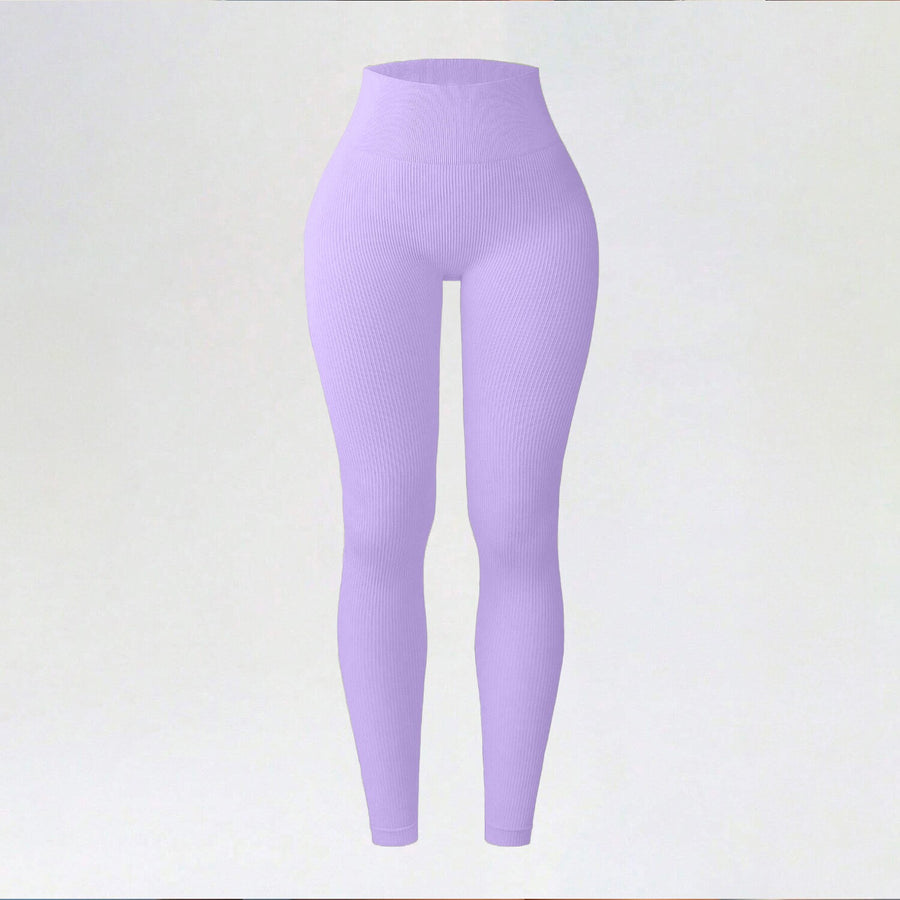 Ribbed Seamless High-Waisted Yoga Leggings for Autumn