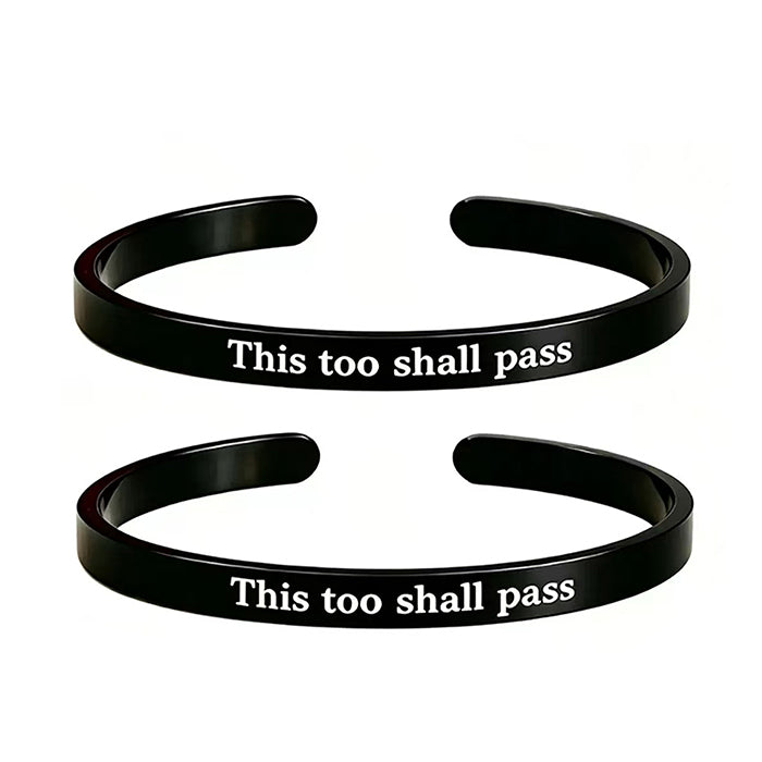 Inspirational Mantra Cuff Bracelet - This Too Shall Pass