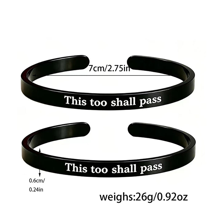 Inspirational Mantra Cuff Bracelet - This Too Shall Pass