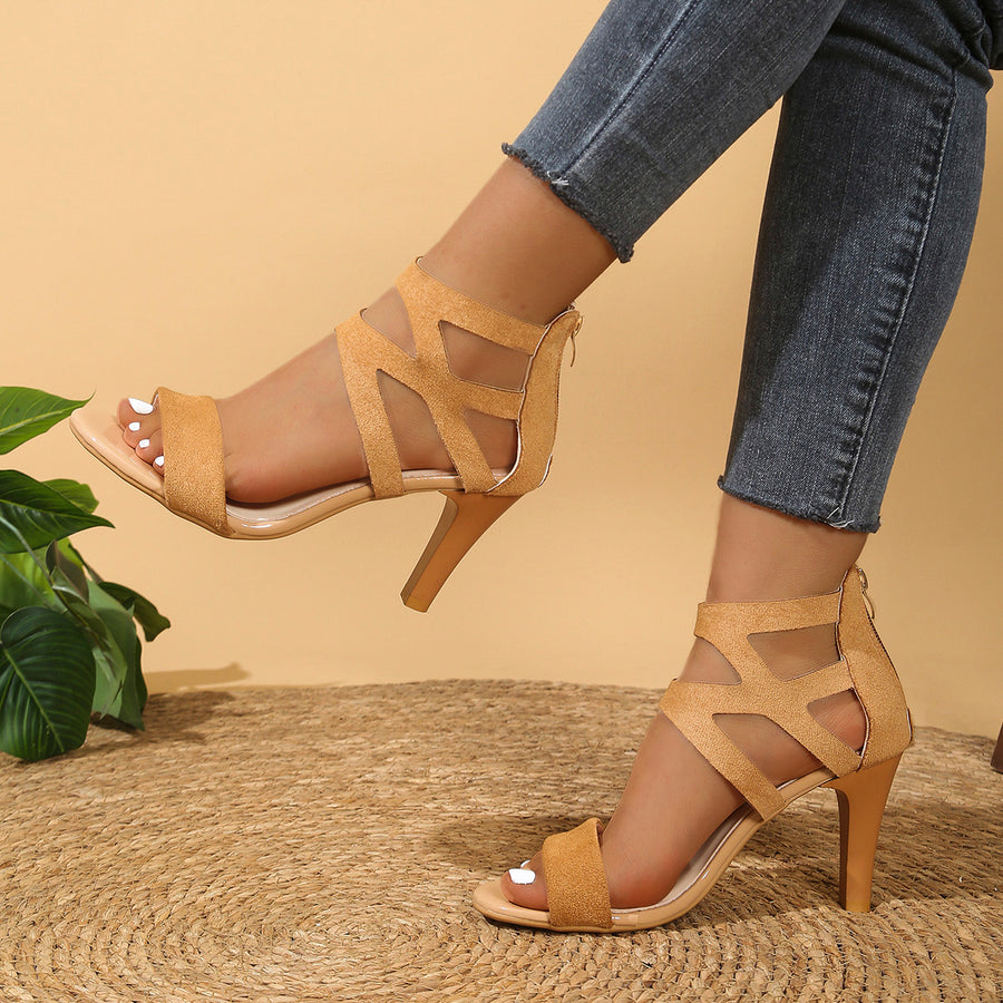 Wholesale Women's Roman Style Back Zipper High Heels