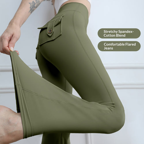 Women's High-Waisted Cargo Pocket Leggings for Autumn & Winter