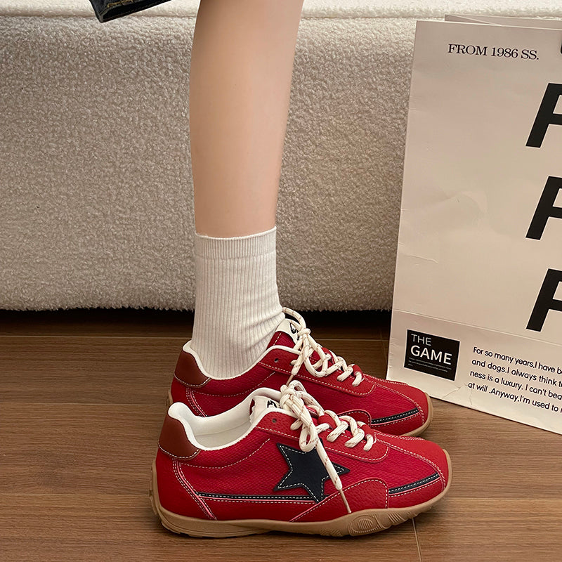 Viral Retro Star Women's Sneakers - Breathable Canvas Shoes
