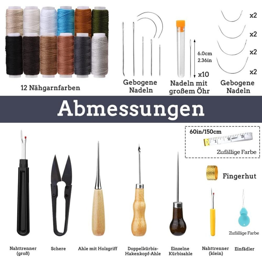 Leather Sewing Kit - Complete Set with 25 Needles and Tools