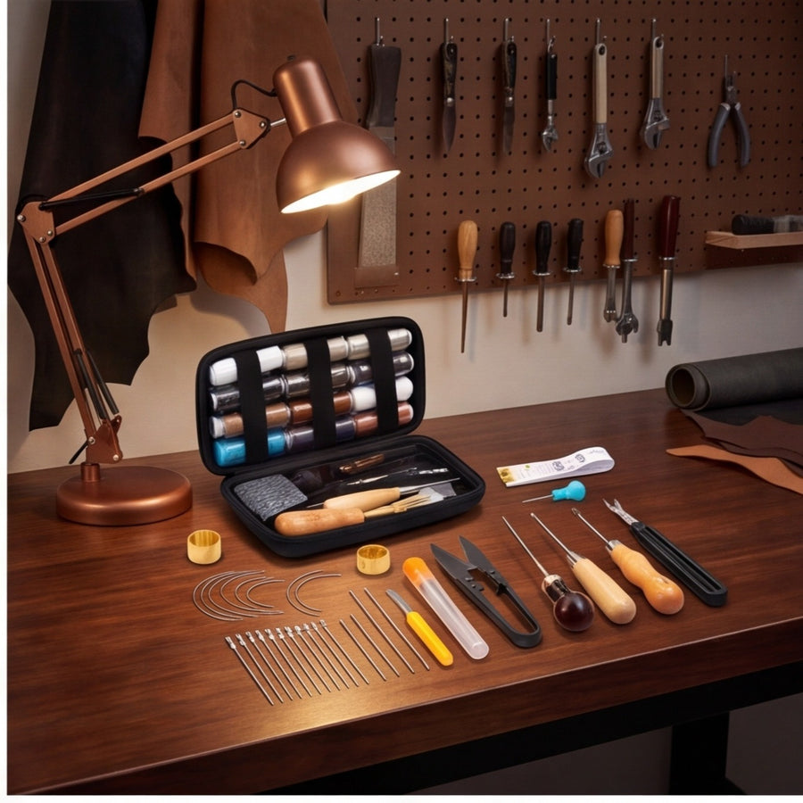 Leather Sewing Kit - Complete Set with 25 Needles and Tools