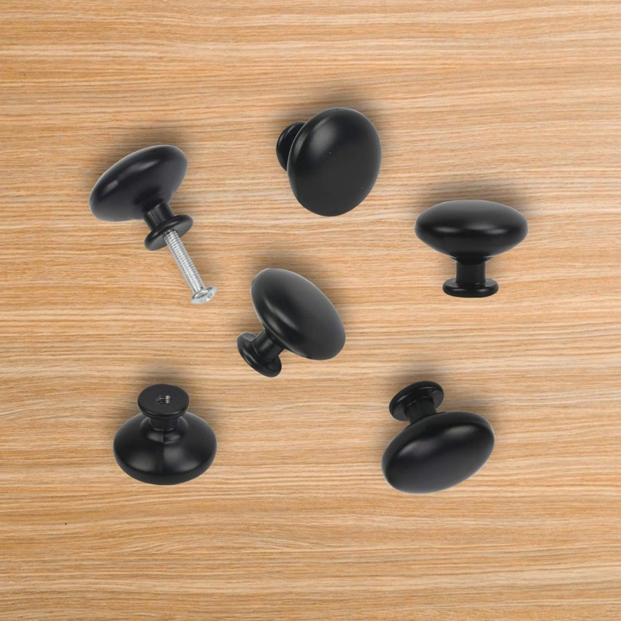 25-Piece Matte Black Round Cabinet Handles Set for Kitchen