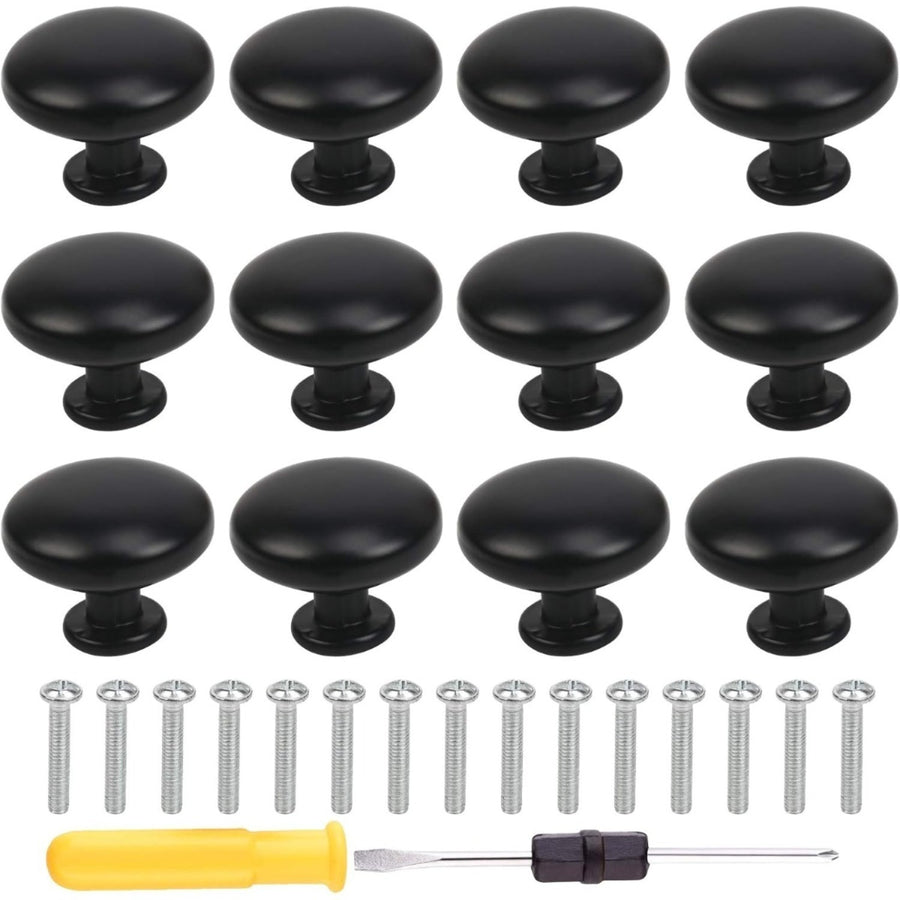 25-Piece Matte Black Round Cabinet Handles Set for Kitchen