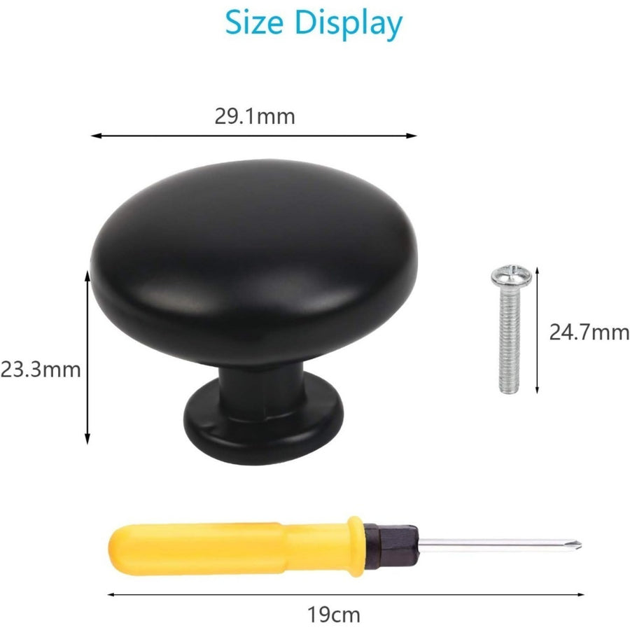 25-Piece Matte Black Round Cabinet Handles Set for Kitchen