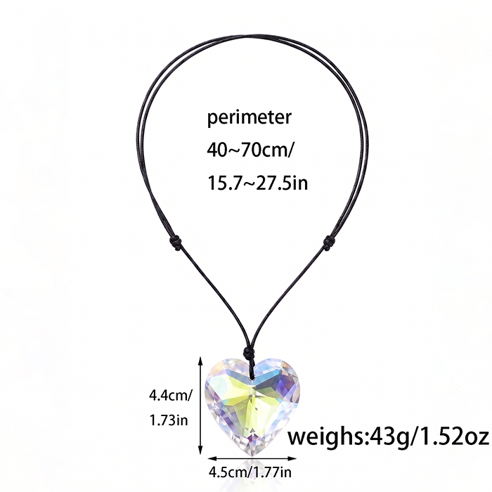 Iridescent Heart Cut Glass Pendant Choker Necklace
