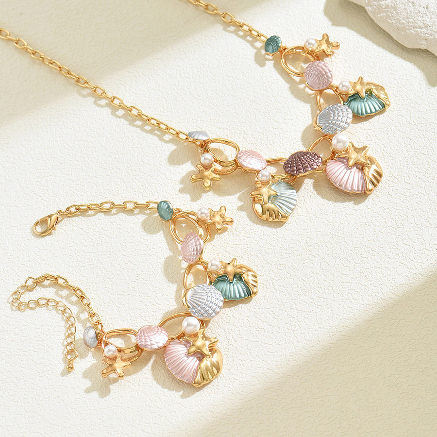 Geometric Starfish & Shell Jewelry Set - Ocean Style
