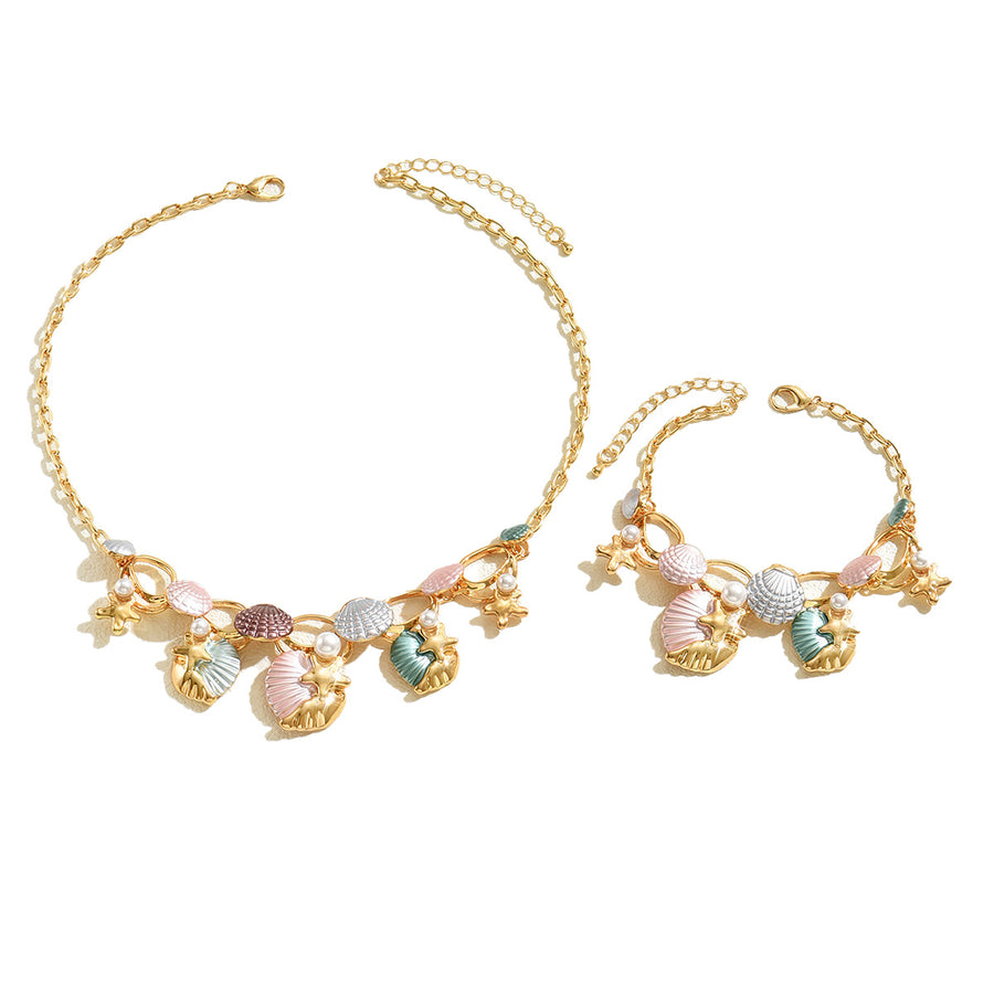 Geometric Starfish & Shell Jewelry Set - Ocean Style