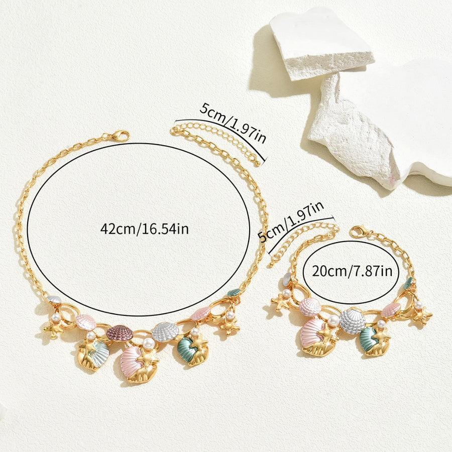 Geometric Starfish & Shell Jewelry Set - Ocean Style