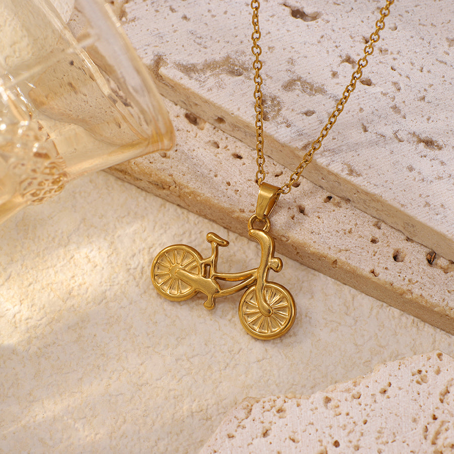 Stainless Steel Bicycle-shaped Pendant Necklace for Cycling Lovers