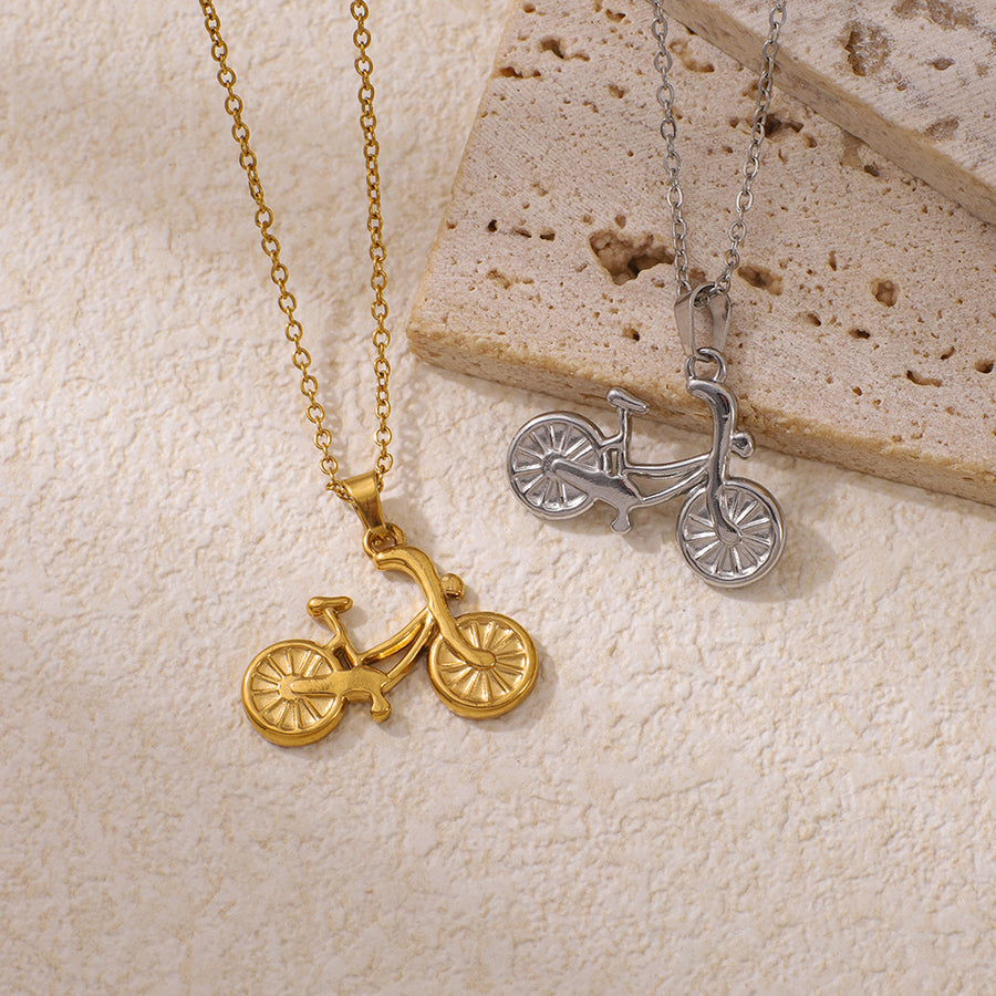 Stainless Steel Bicycle-shaped Pendant Necklace for Cycling Lovers