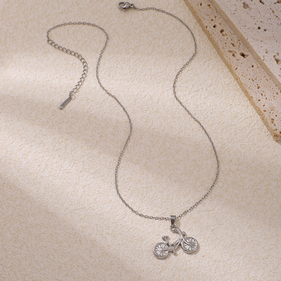 Stainless Steel Bicycle-shaped Pendant Necklace for Cycling Lovers