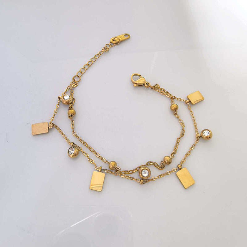 Double-layer Stacked Stainless Steel Diamond-encrusted Bracelet