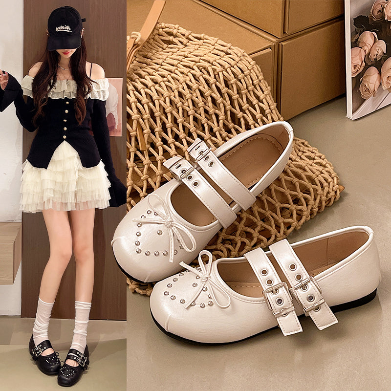 French Retro Rivet Mary Jane Flats for Women - 2026 Spring Style