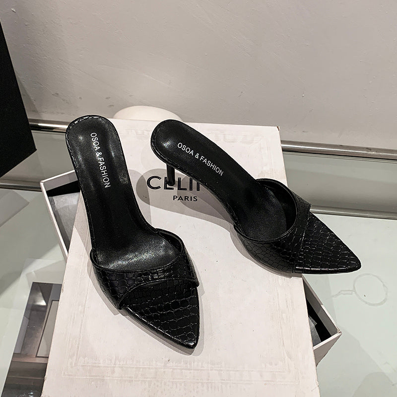 2026 New Patent Leather High Heel Slide Sandals for Women