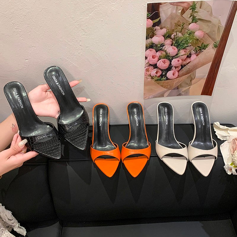 2026 New Patent Leather High Heel Slide Sandals for Women