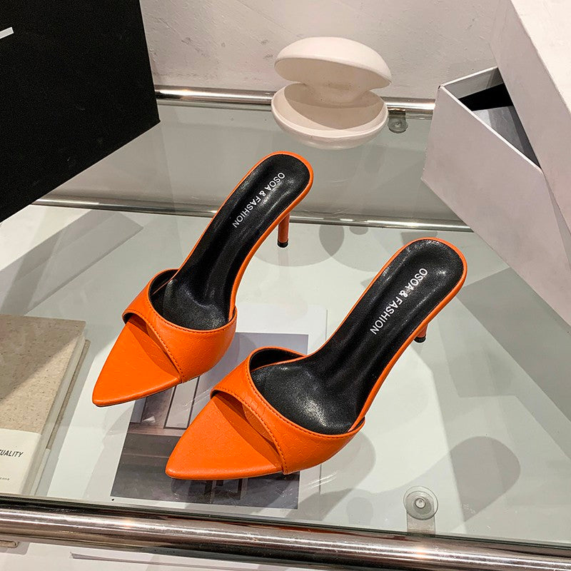 2026 New Patent Leather High Heel Slide Sandals for Women