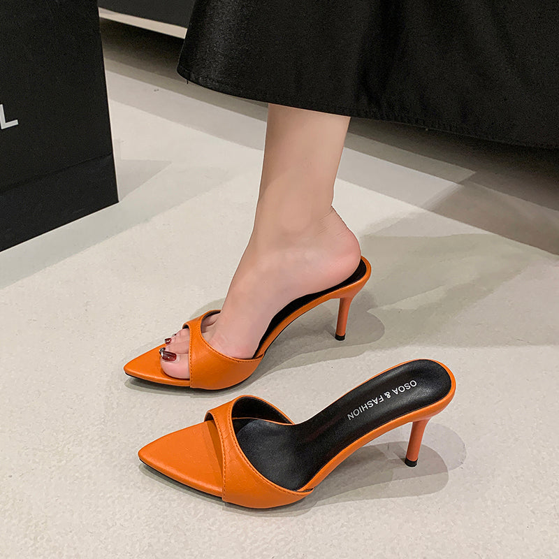 2026 New Patent Leather High Heel Slide Sandals for Women