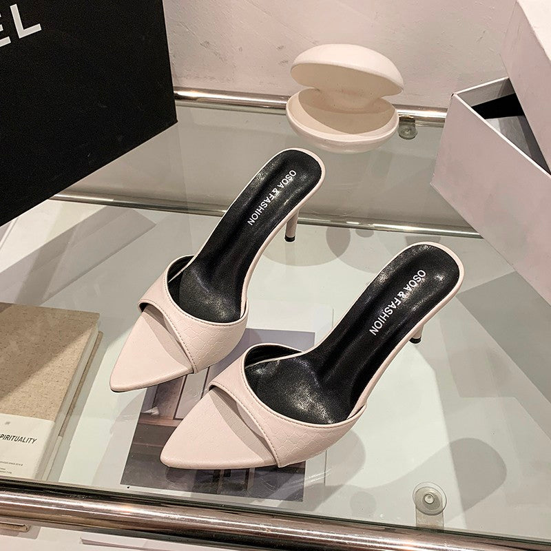 2026 New Patent Leather High Heel Slide Sandals for Women