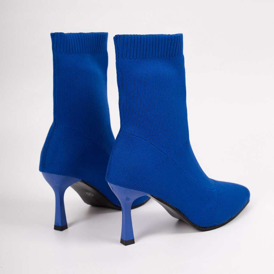 2026 Klein Blue Stretch Knit Sock Ankle Boots for Women