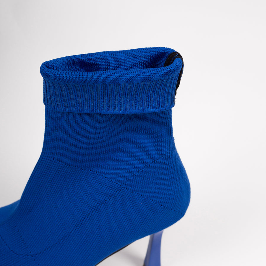 2026 Klein Blue Stretch Knit Sock Ankle Boots for Women