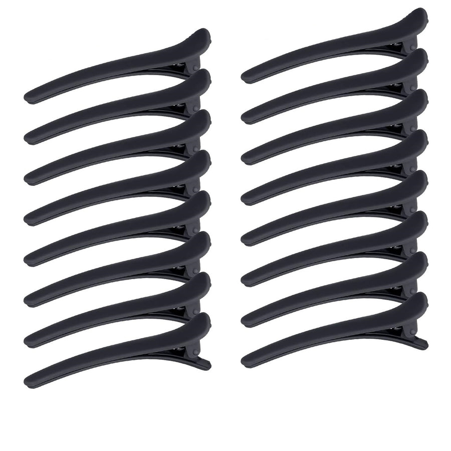 16-Piece Hair Clip Set - Black & Metallic Glitter Clips