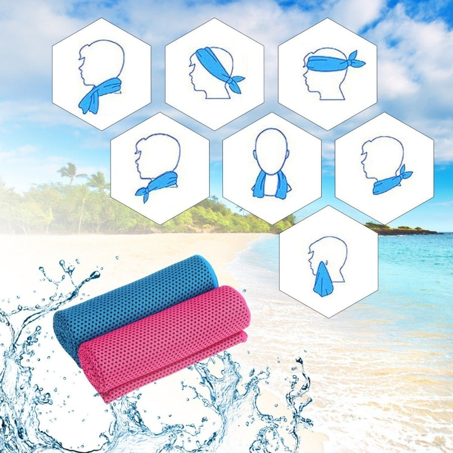 Set Of 2 Cooling Towels - Sky Blue & Magenta for Yoga