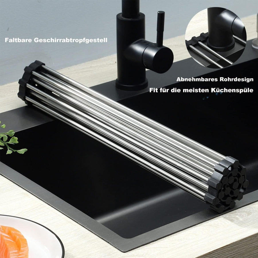 Stainless Steel Draining Rack - Black Makeup Tray for Kitchen