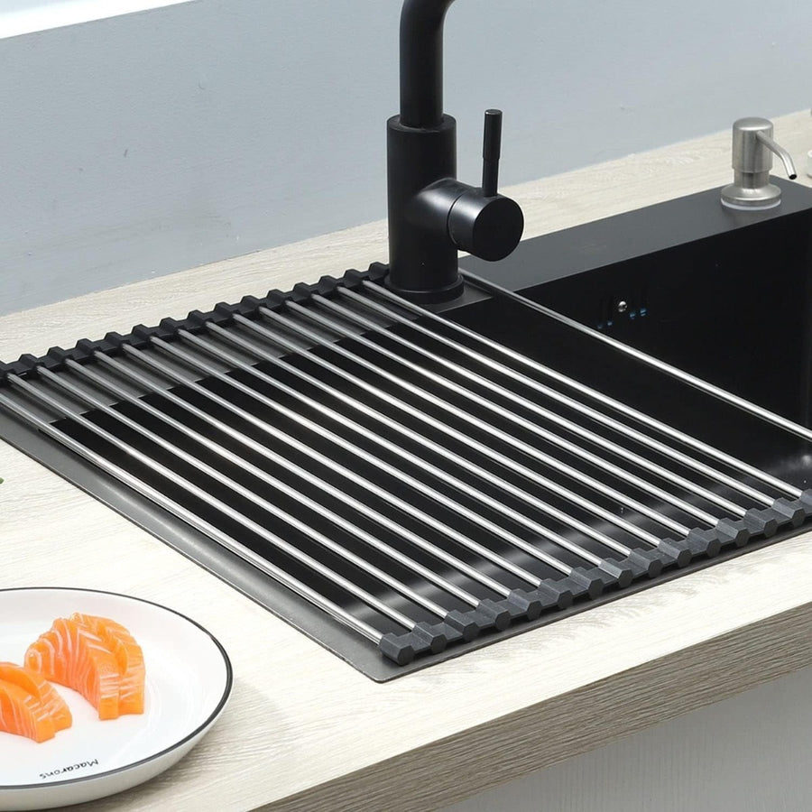 Stainless Steel Draining Rack - Black Makeup Tray for Kitchen