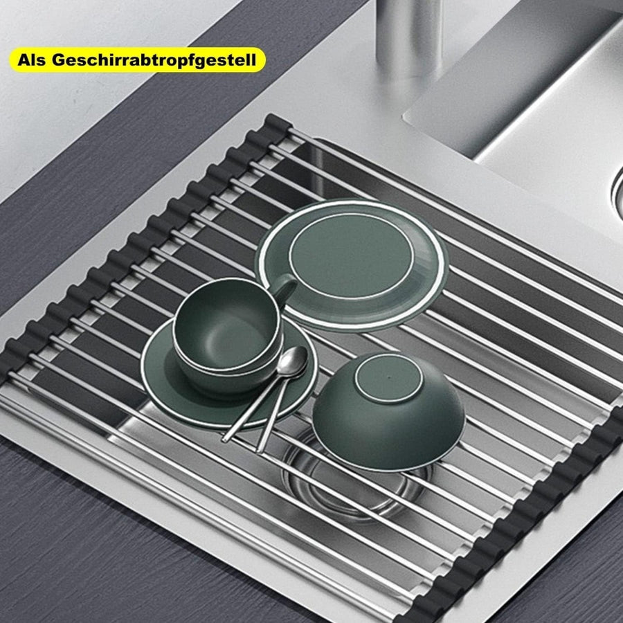 Stainless Steel Draining Rack - Black Makeup Tray for Kitchen