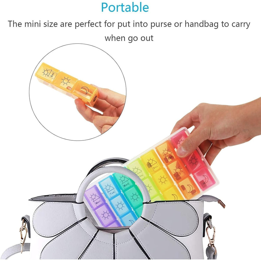 7-Day Pill Box Organizer with 3 Compartments for Accessories