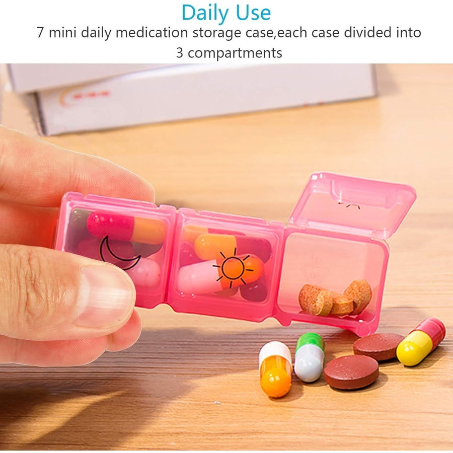 7-Day Pill Box Organizer with 3 Compartments for Accessories