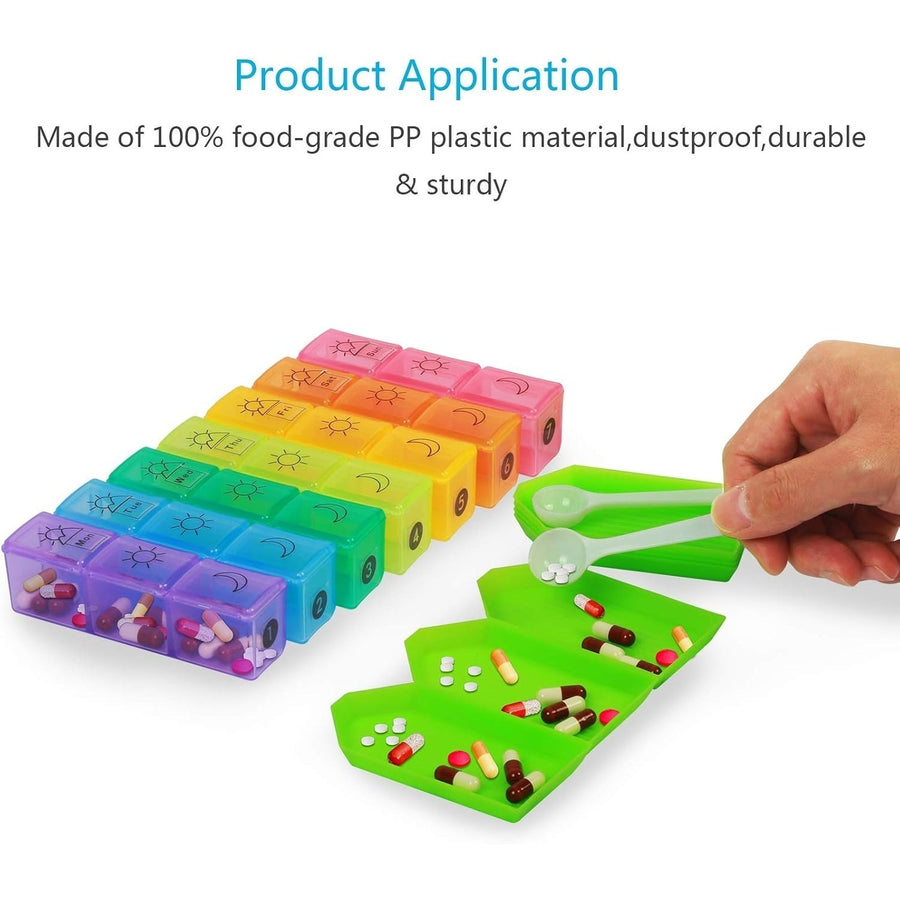 7-Day Pill Box Organizer with 3 Compartments for Accessories
