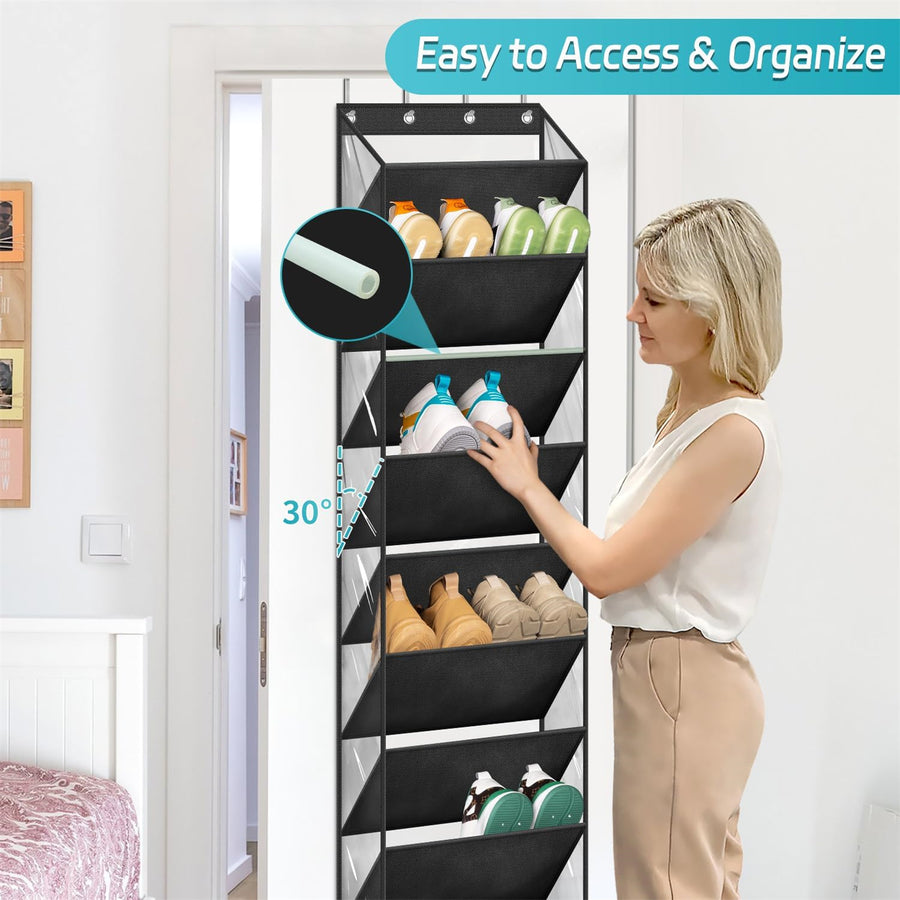 Space-Saving 10-Compartment Door Shoe Organizer