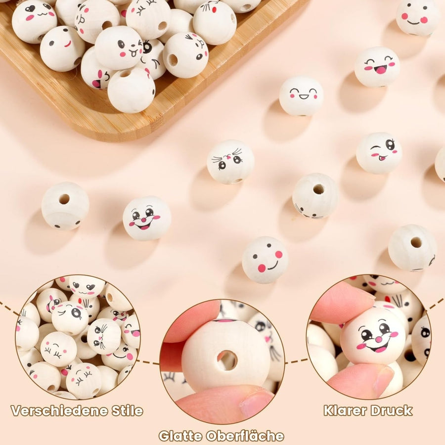 150 Wooden Beads with Holes for DIY Jewelry Making & Crafts