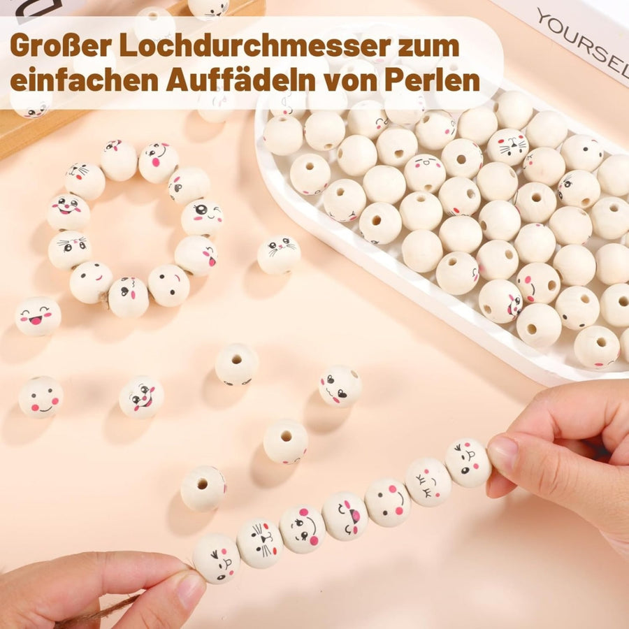 150 Wooden Beads with Holes for DIY Jewelry Making & Crafts