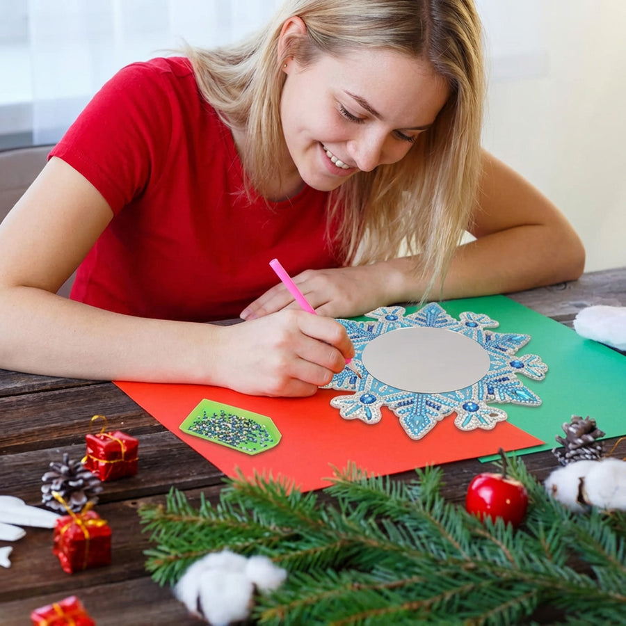 Diamond Painting Mirror Craft Set - DIY Snowflake Design