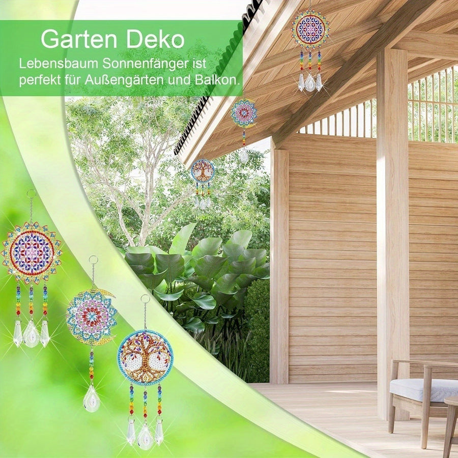 13-Piece Diamond Painting Suncatcher Craft Set with Strings