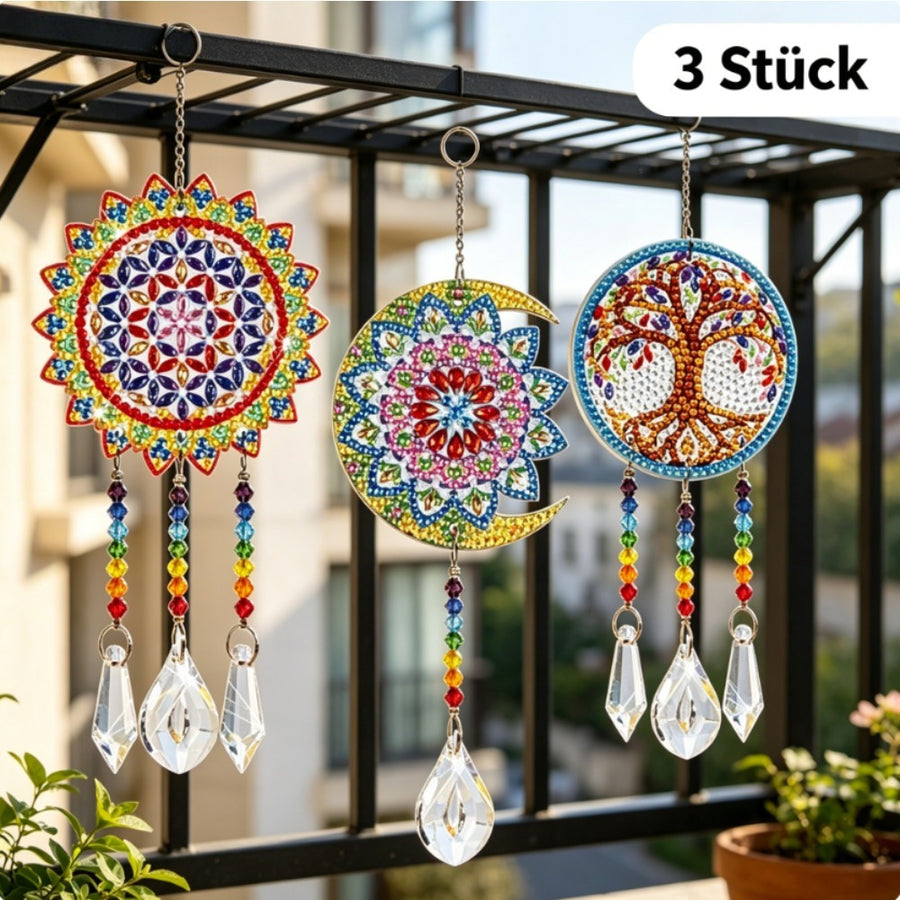 13-Piece Diamond Painting Suncatcher Craft Set with Strings