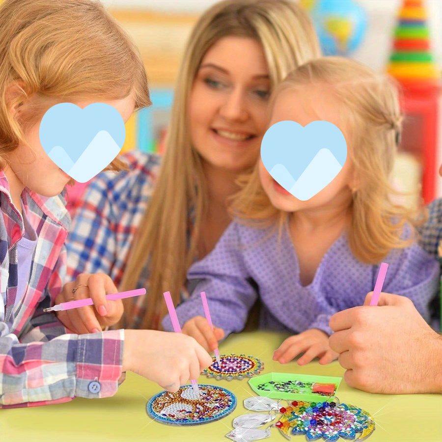 13-Piece Diamond Painting Suncatcher Craft Set with Strings