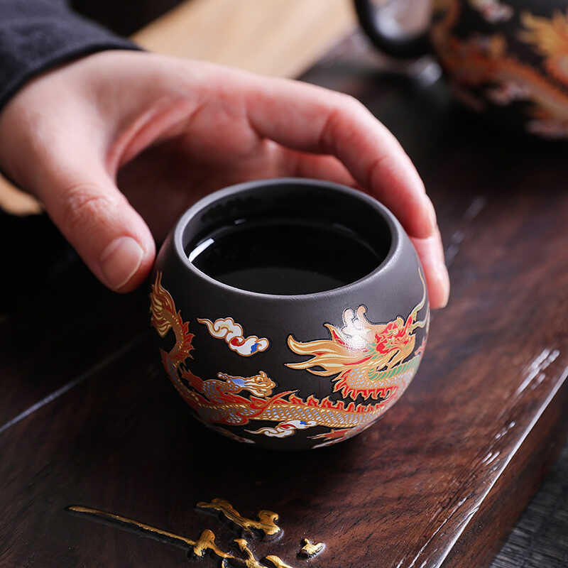 Dragon And Phoenix Color-Changing Zisha Teacup