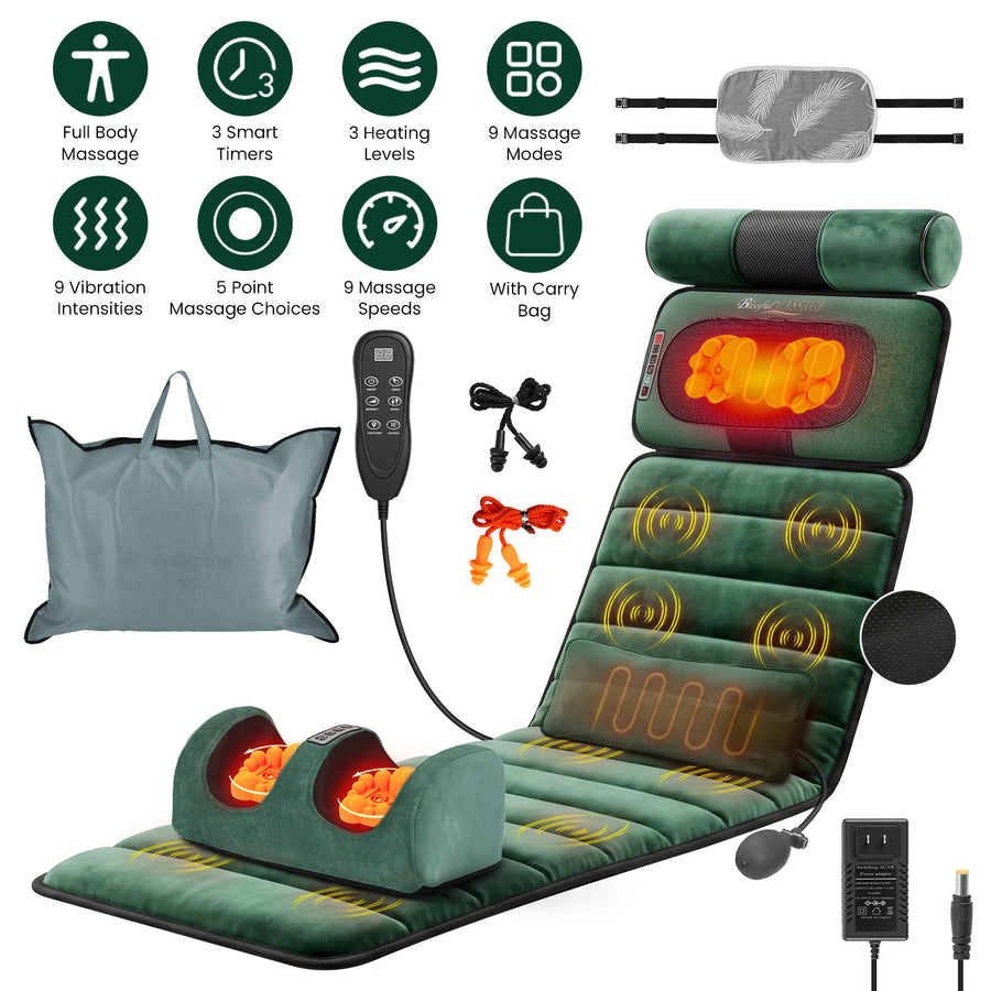 Full Body Electric Massage Mat with Head Massager & Timer