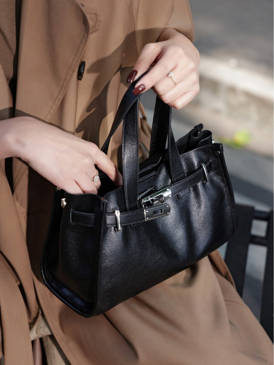 Genuine Leather Women's Luxury Tote Bag - High-end Cosmetic Bag