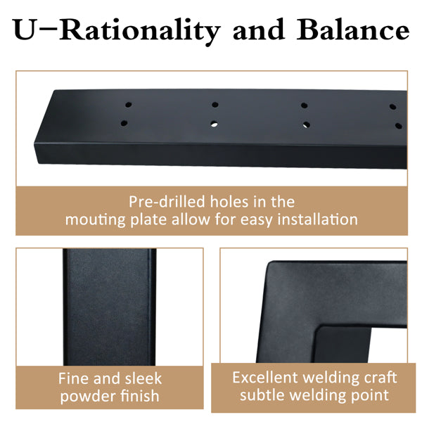 Metal Table Legs - 71cm U Shape for DIY Vanity Table