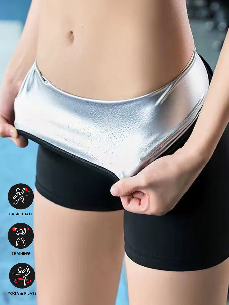 Compression Sauna Sweat Shorts for Gym Workout & Tummy Control